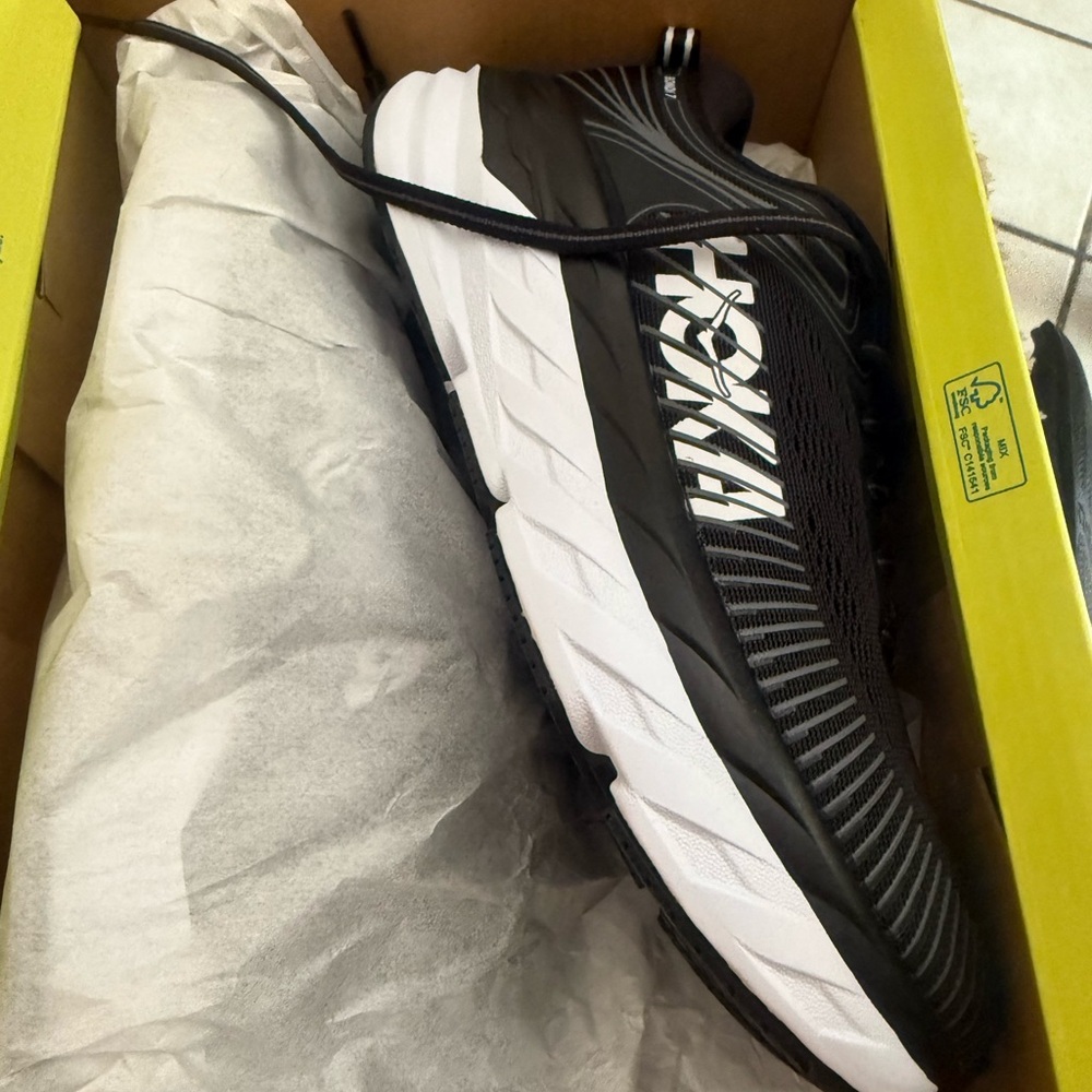Hoka Black and White Athletic Shoes